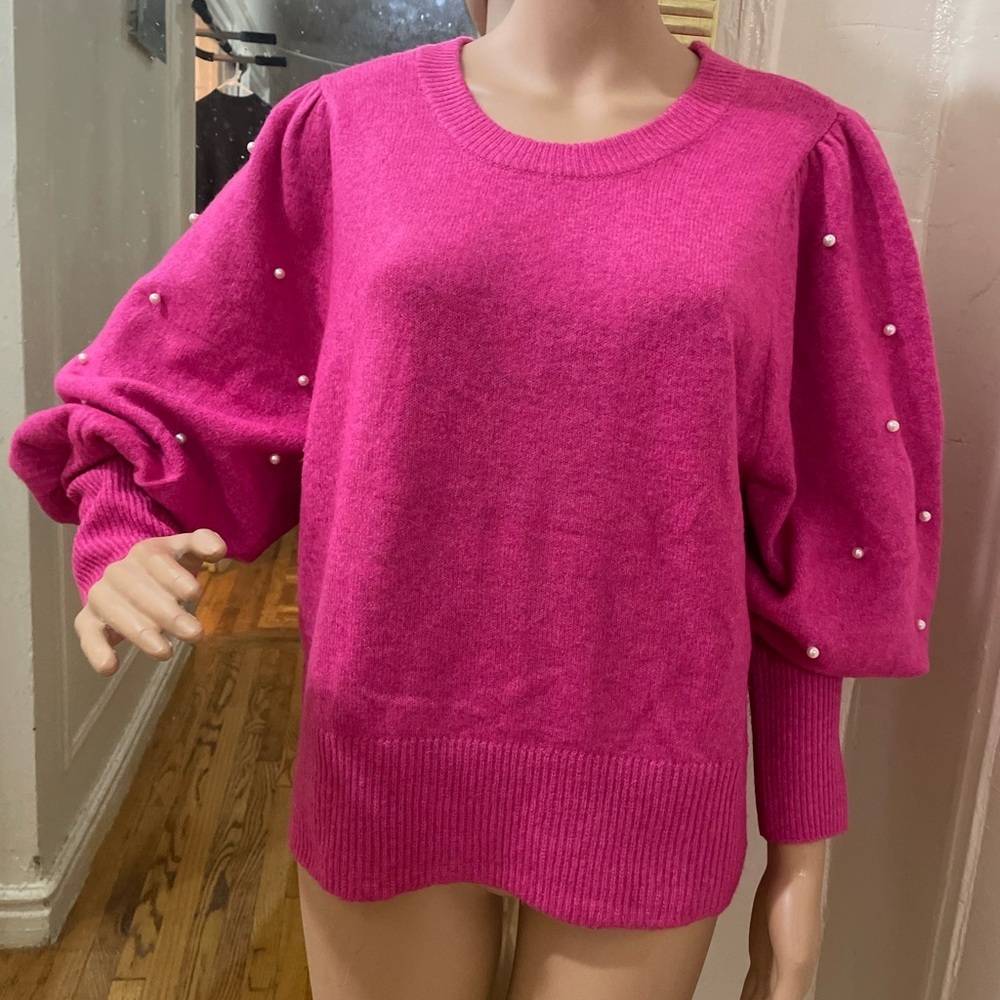 CeCe Fuchsia Sweater with Pearl Details - Picture 8 of 15